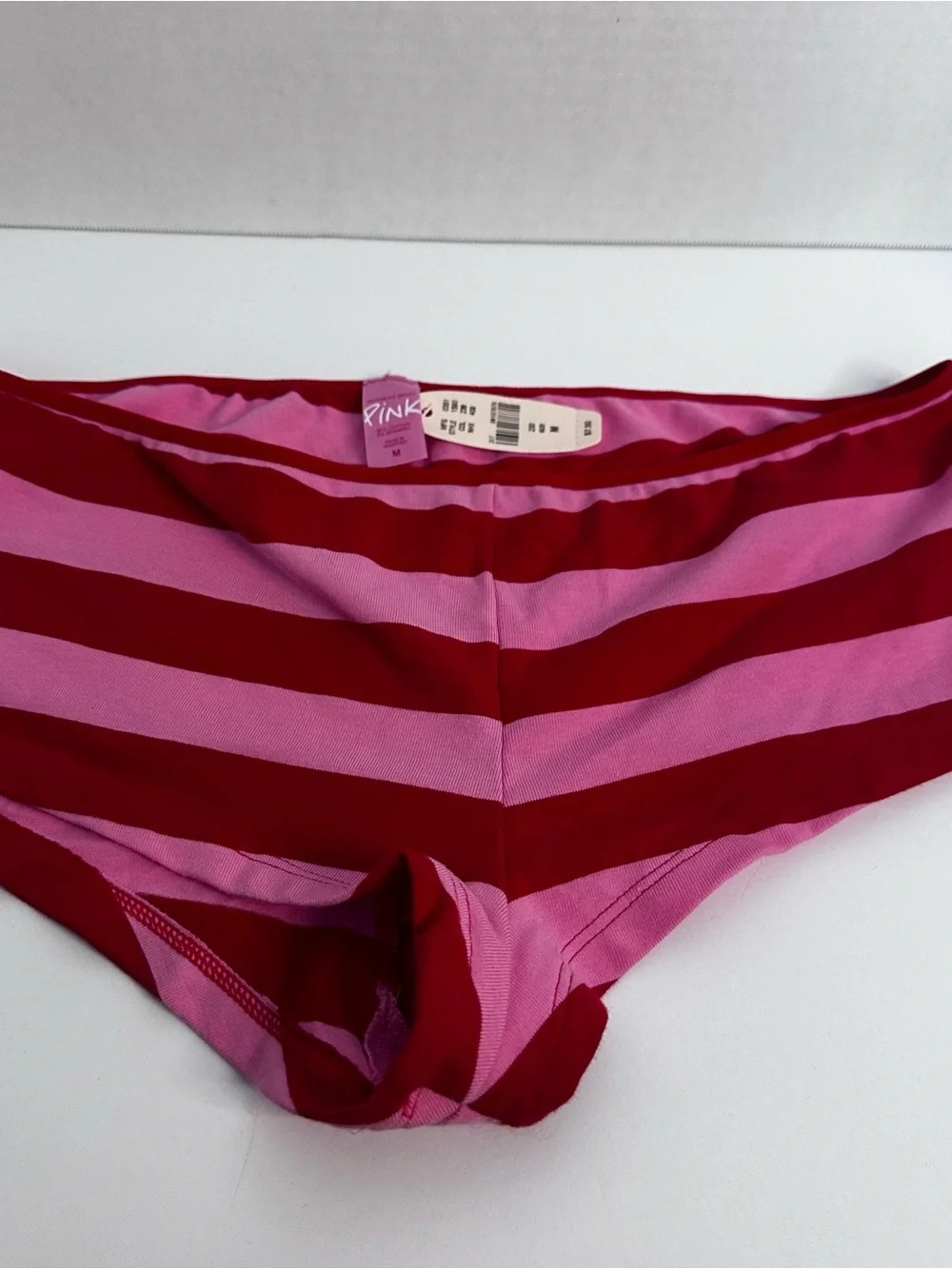 Y2K Victoria’s Secret PINK BoyShorts NWT Size M Red Pink Striped Rare